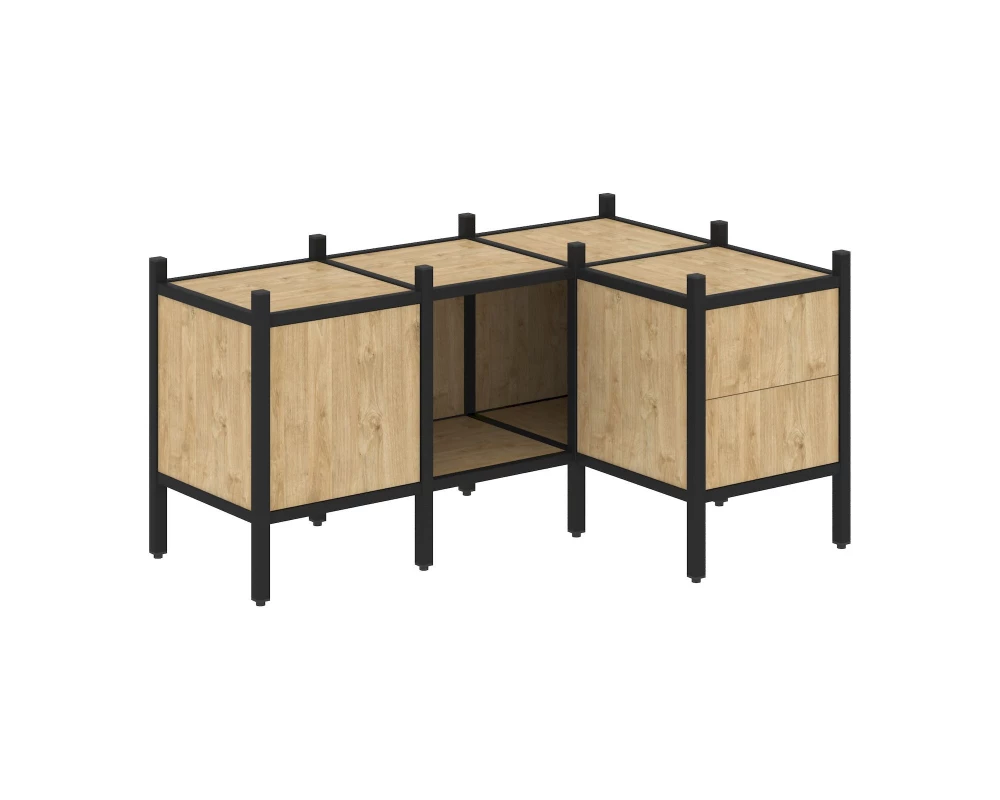 Угловой внутренний стеллаж L-26 1278x862x636 Loft