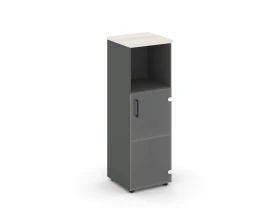 Шкаф средний узкий правый прозр. стекло с нишей 400x400x1203 зад. стенка HDF Стайл Проджект / Style Project images