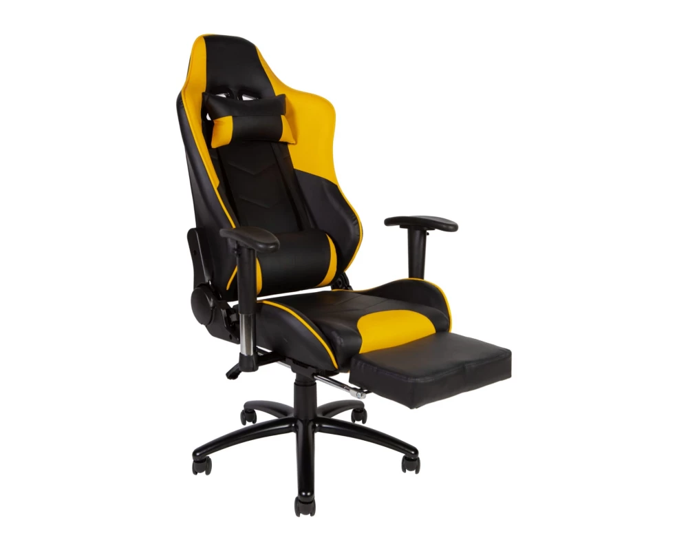 Кресло Norden Lotus GTS реклайнер Экокожа, Черный/Желтый